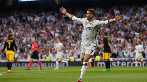 Cristiano Ronaldo celebrates against Atletico Madrid 