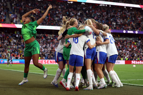 And Still The Lionesses | England Beat Spain in Battle of Eras To Retain WEURO Glory: England's Lionesses celebrate after the penalty shootout win over Spain 