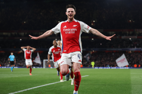 Spanish for Comfort | How Arsenal Hit Champions League All-time Record vs Spanish Opposition: Declan Rice celebrates against Real Madrid in the Emirates Stadium 