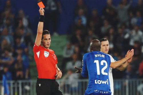 Allan Nyom receives a red card 37 seconds after coming on against Real Madrid in LaLiga